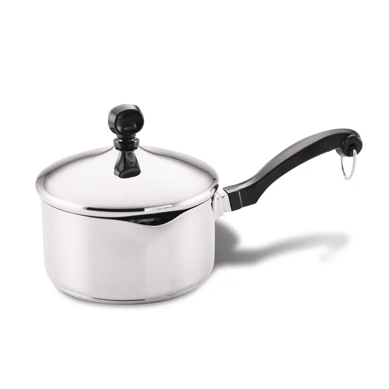 1-Quart Stainless Steel Straining Saucepan With Lid 1