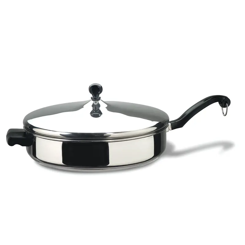 12-Inch Stainless Steel Covered Frying Pan With Helper Handle 1