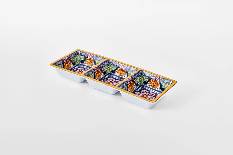 3-Compartment Taco Toppings Serving Tray 1
