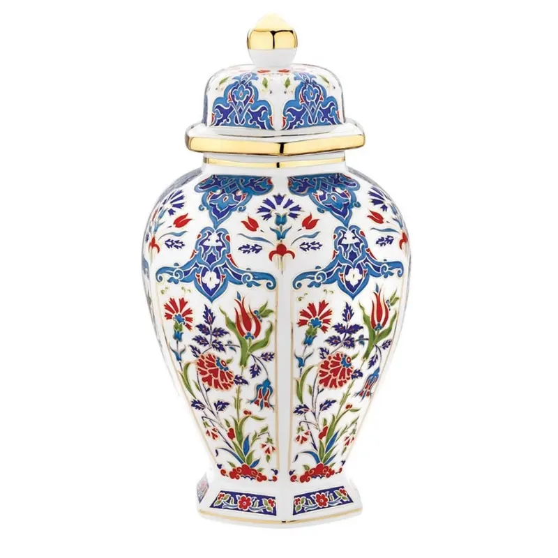 30Cm Blue Ceramic Urn – Handcrafted Kutahya Porcelain 1