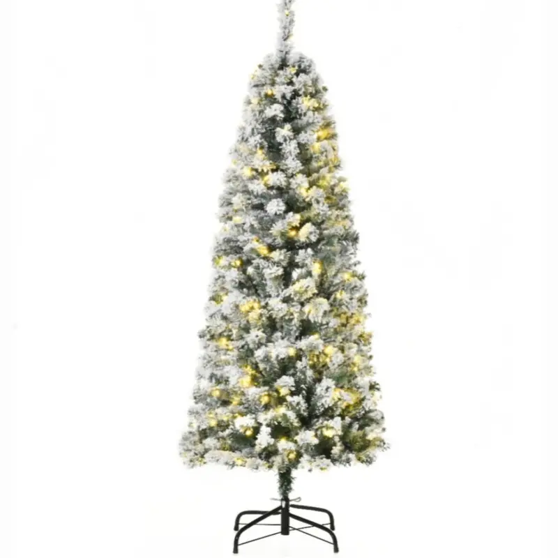 6-Foot Frosted Vancouver Slim Fir Tree With Warm White Led Lights 1