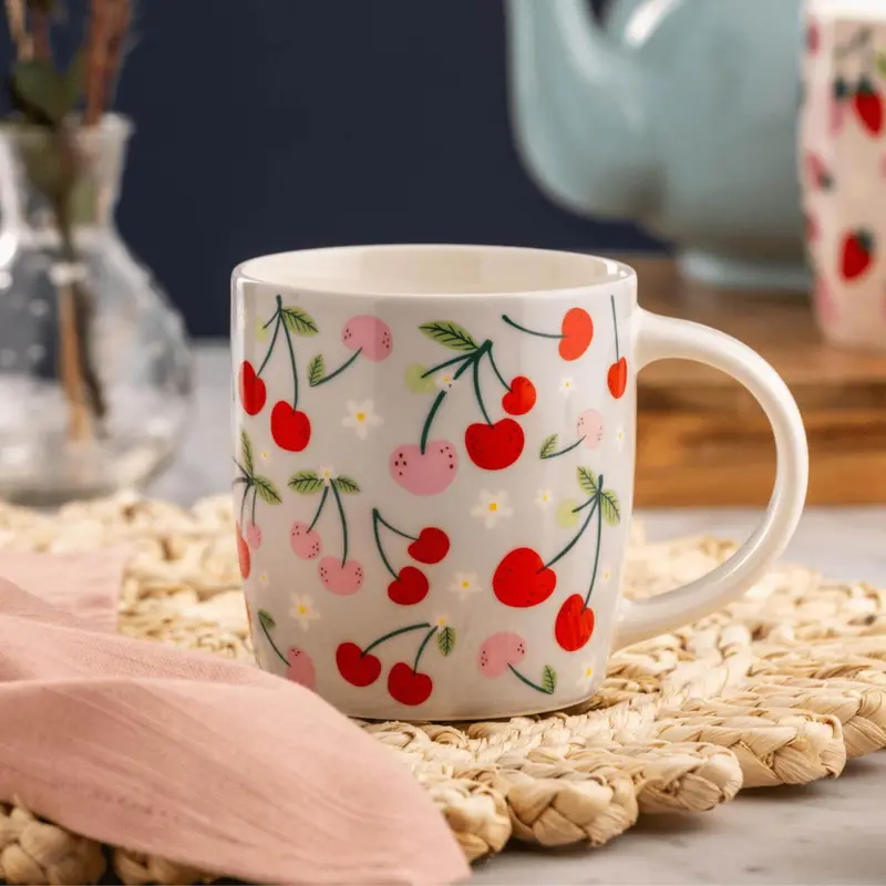 Cherry Illustration 340Ml Fine China Mug – Price & Kensington 2