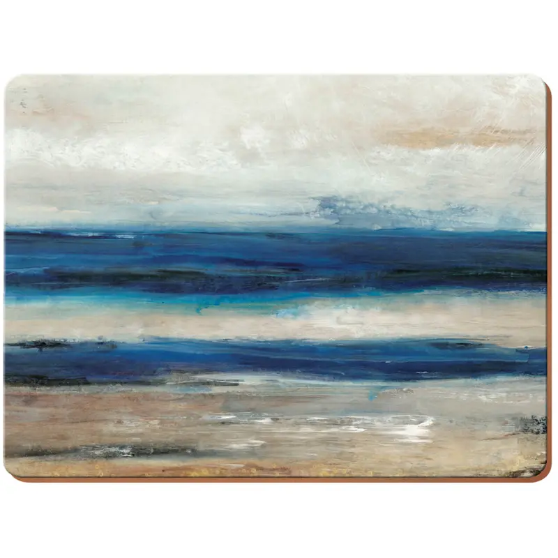 Creative Tops Blue Abstract Placemat Set – 4-Piece Premium Linen-Blend Placemats 2