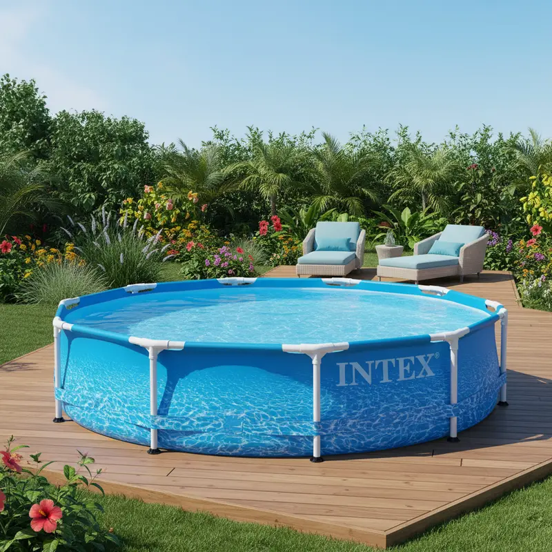 Intex Beachside Metal Frame 10-Foot Round Above-Ground Pool With Filter Pump 1