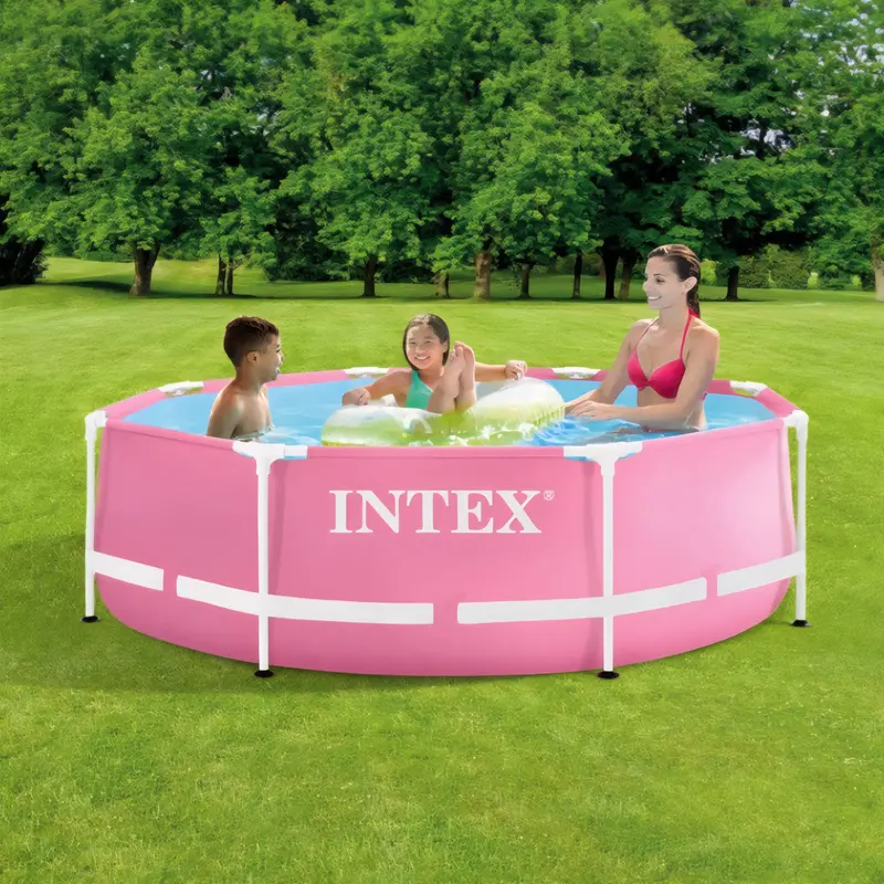 Intex Pink Round Metal Frame Pool – 8 Feet Diameter X 2.5 Feet Depth 1