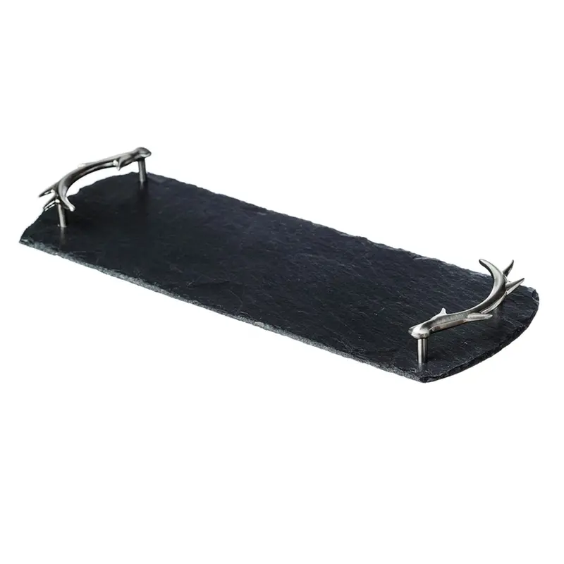 Selbrae House Antler-Handled Small Slate Serving Tray 1
