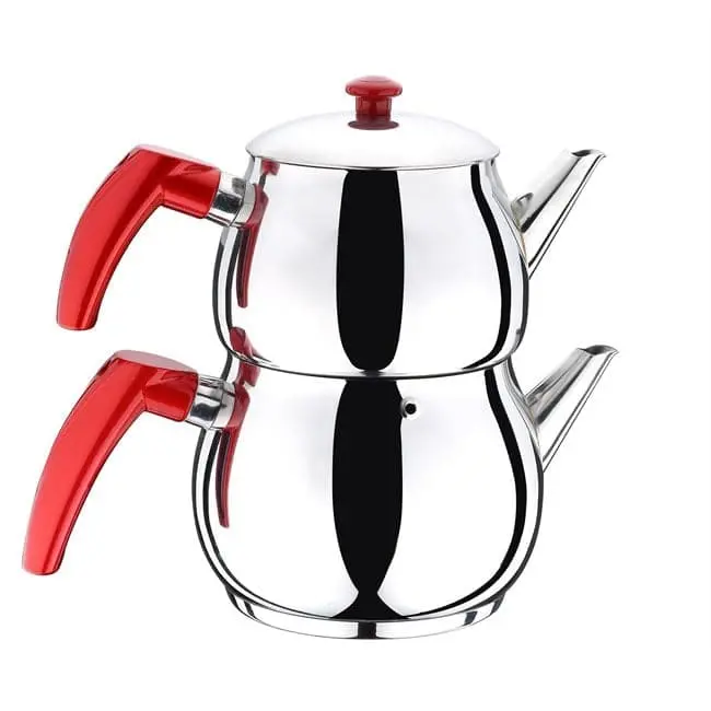 Stainless Steel Double-Layer Turkish Teapot (Çaydanlık) – Medium Size, 1 Set 1